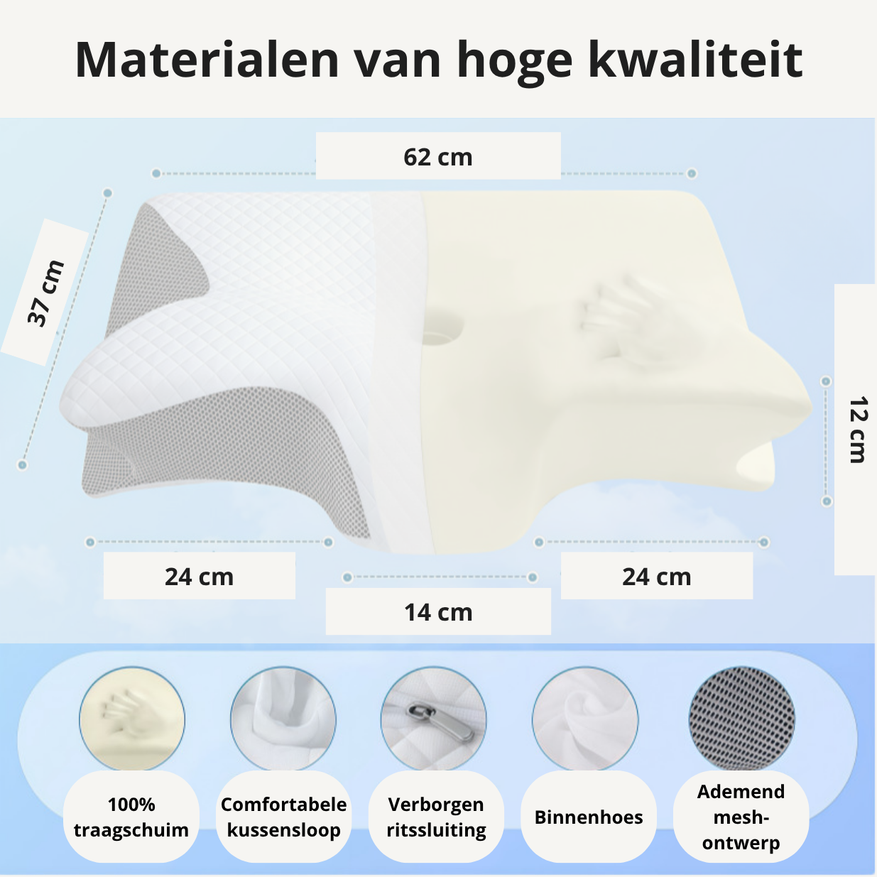 RestAlign™ – Orthopedisch Hoofdkussen voor Nek- en Rugontlasting
