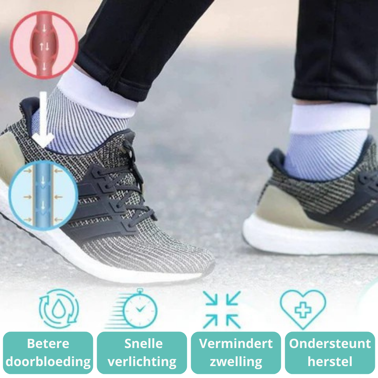 SootheSock™ – Comfort Compressie Sok voor Ondersteuning & Verlichting bij Voetpijn